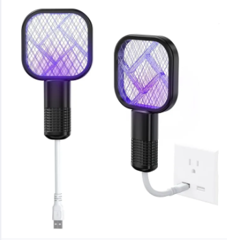 Electric Mosquito Killer Racket Lamp UV Light Insect Trap USB Zapper Home Indoor Pocket Size