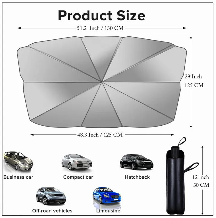 Car Umbrella Sun Shade Cover for Windshield UV Reflecting Foldable Front Car Sunshade Umbrella