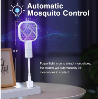 Electric Mosquito Killer Racket Lamp UV Light Insect Trap USB Zapper Home Indoor Pocket Size