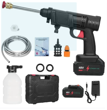 Pressure Washer Gun – 48V Rechargeable Portable Car Washer Gun High Pressure – Electric Water Pressure Washer Machine for Cars, Floors, Gardens, Solar Panels & Outdoor Cleaning (Includes Extra Gun Nozzle)
